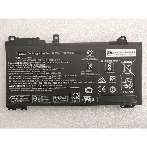 3750mAh/45WH Batterie pour HP HSTNN-UB7R